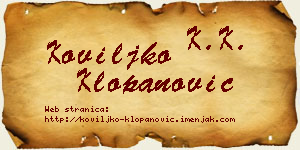 Koviljko Klopanović vizit kartica
